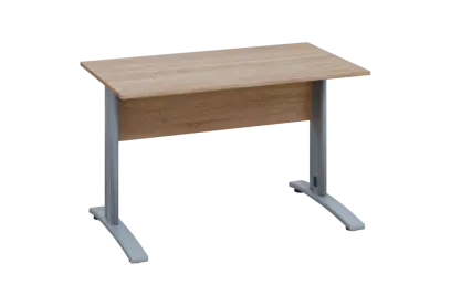 EPK 27 - 12 stůl kancelářský, kovová podnož stříbrná, deska 25 mm, široký 1200 mm, dub bardolino